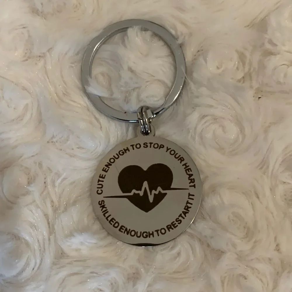 NWT cute enough and skilled enough Silver/gray lettering Nursing keychains!
